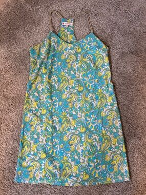 JUDE CONNALLY BAILEY DRESS Bright Paisley Tank Dress in Teal & Yellow medium
